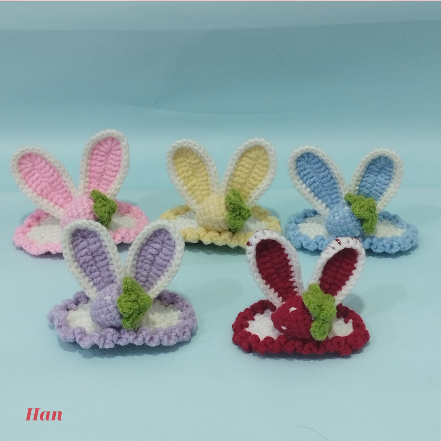 Set 5 kẹp tóc tai thỏ bằng len dễ thương