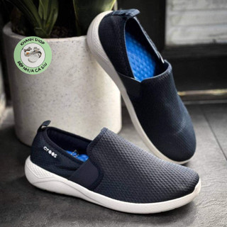 Giày lười vải cross nam Slipon liter màu navy êm, bền, hàng xịn, full box