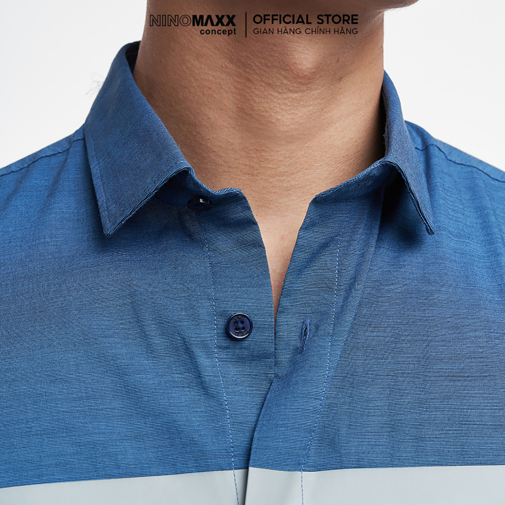 N&M Áo sơ mi thời trang Nam tay dài chất liệu cotton 1908017