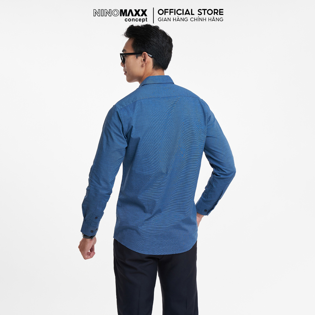 N&M Áo sơ mi thời trang Nam tay dài chất liệu cotton 1908017