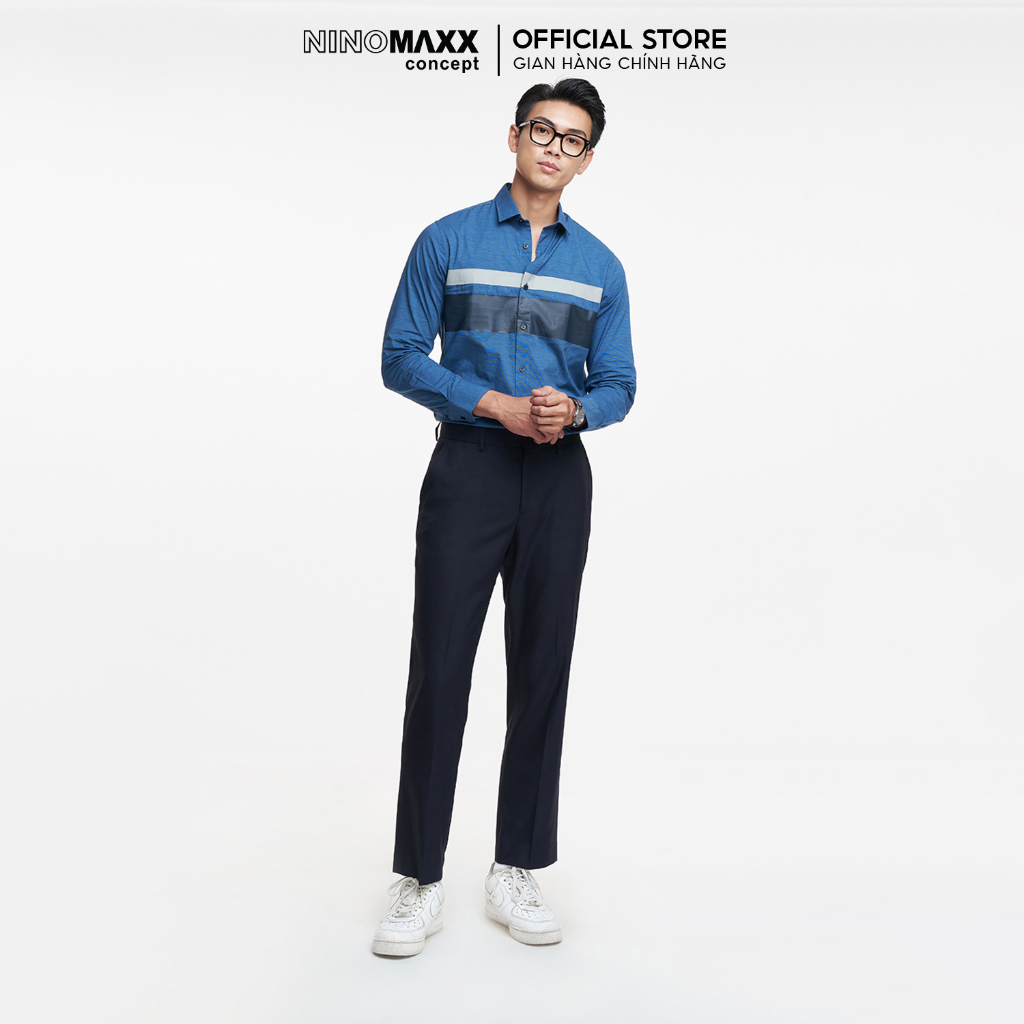 N&M Áo sơ mi thời trang Nam tay dài chất liệu cotton 1908017