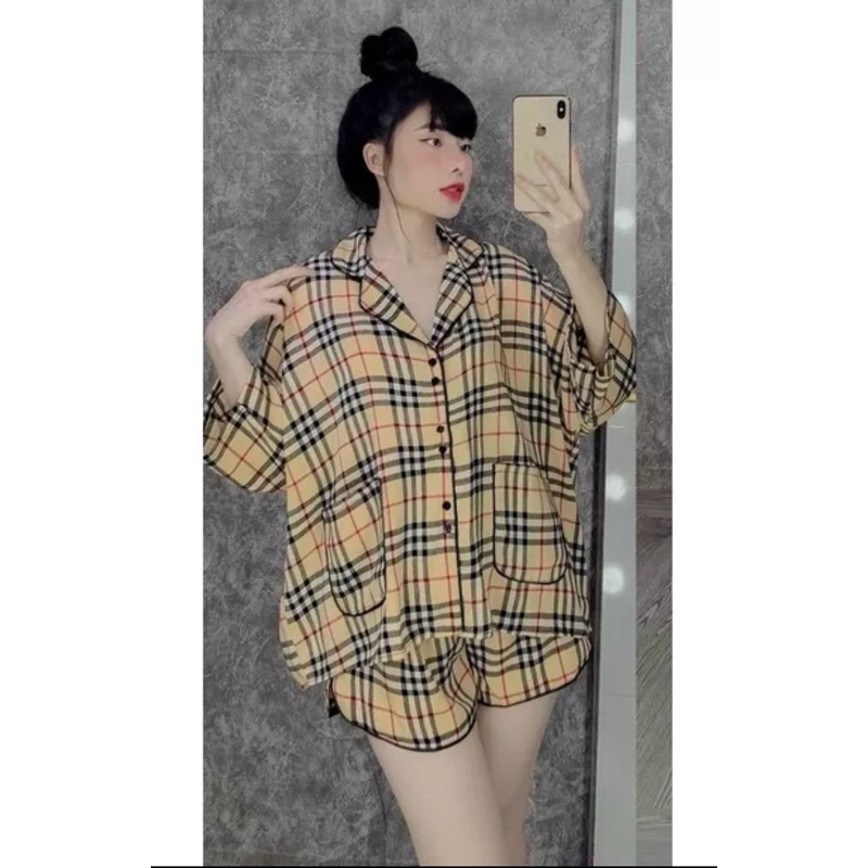 Bộ ngủ pijama Chấm Bi trắng dáng dơi rộng kate lụa loại 1 yêu luôn