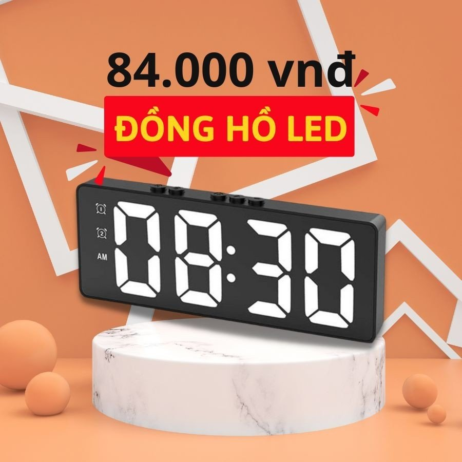 Đồng hồ để bàn thông minh, đồng hồ led hiển thị thời gian, nhiệt độ, hẹn giờ, cảm biến ánh sáng tự động