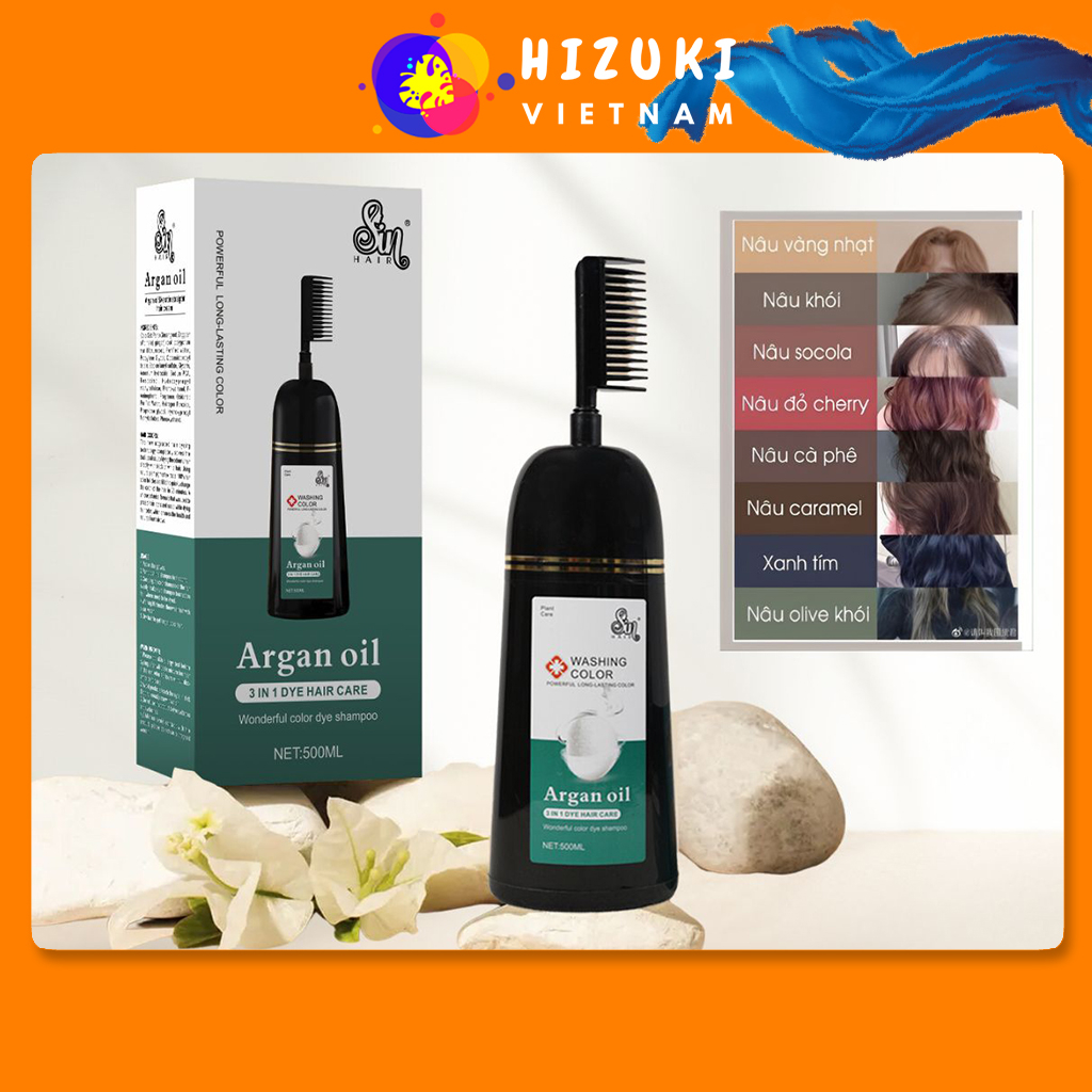 Dầu Gội Nhuộm Tóc Sin Hair Thiên Nhiên Màu Hot Trend Chai 500ml