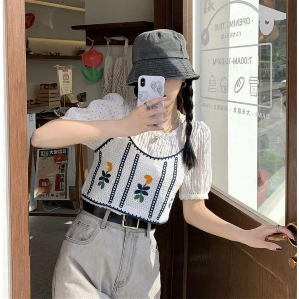 ÁO 2 DÂY/GILE DỆT KIM HỌA TIẾT THÊU HOA CAM DỄ THƯƠNG 115