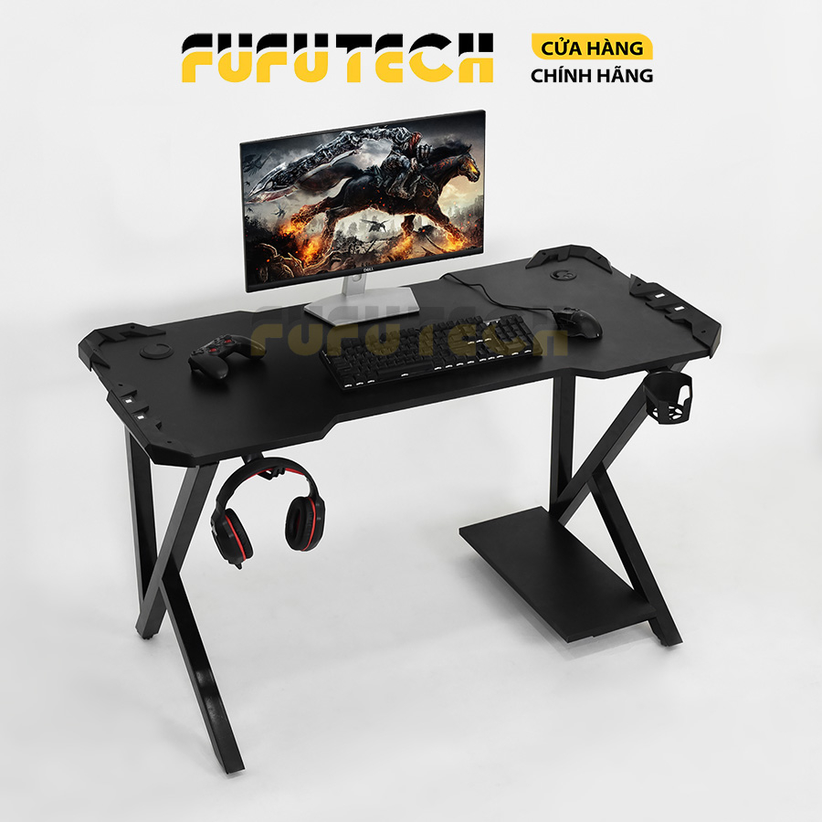 Bàn Gaming, Làm Việc Để Máy Tính Fufutech Gaming K2 Dài 1 mét 2 Có Kệ CPU, Dùng Học Tập, Khung Sơn Tĩnh Điện Chắc Chắn