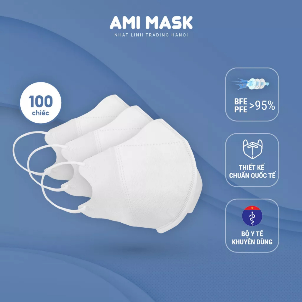 [30-100 chiếc] Khẩu trang y tế AMI 5D 3 lớp đạt chuẩn