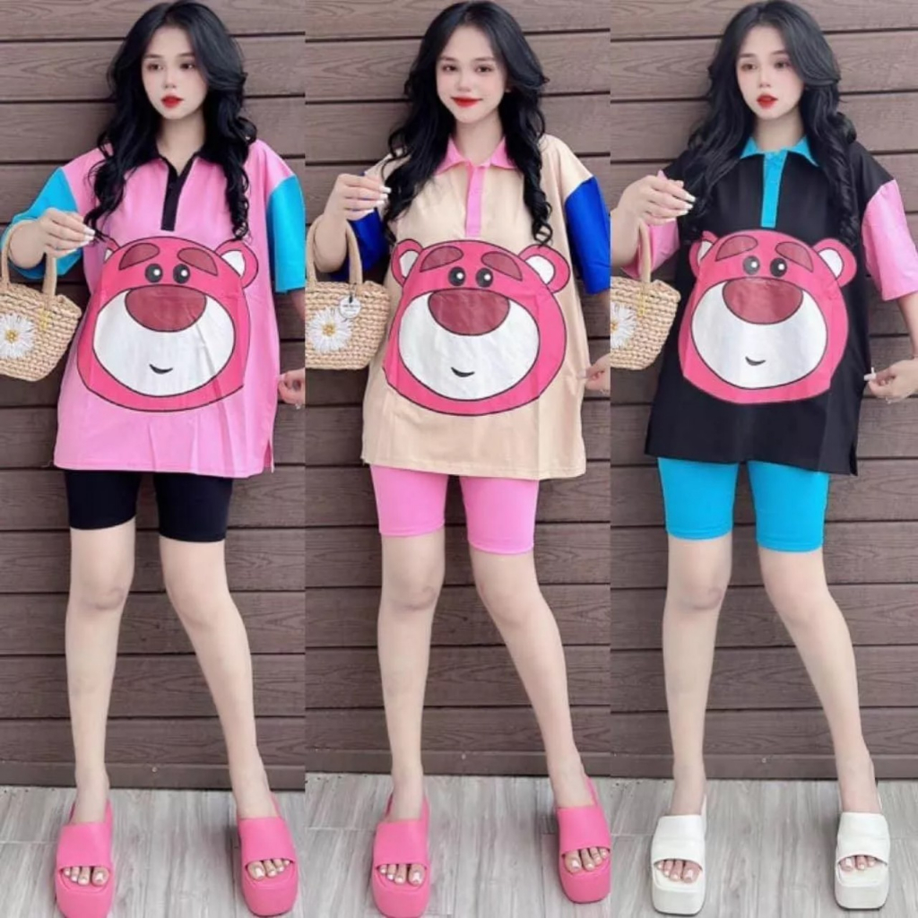 Set Lửng Quần Thun Gân Áo Phối Nơ Bigsize Mặc Nhà