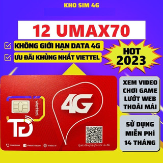 sim dcom vào mạng tốc độ 4g viettel 12UMAX70 gói cước 12 THÁNG - SIM 4G TỐC ĐỘ CAO MAX BĂNG THÔNG