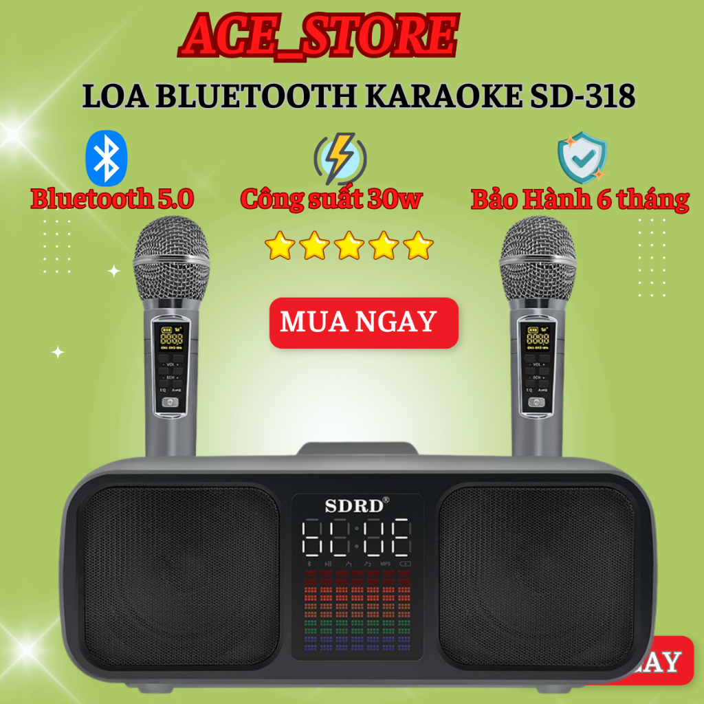 Loa karaoke bluetooth SD 306,YS 215; SD 318,loa karaoke mini di động hát âm lớn,Tặng kèm 2 mic không dây, loa hát karaok