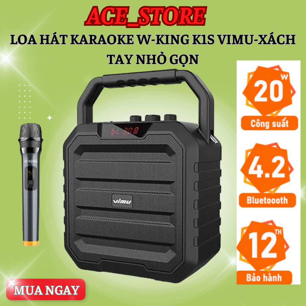 Loa Bluetooth W-King K1S VIMU - Loa karaoke không dây, công suất 40W, Wking T5 T9 K9 K3h K1S, Bass siêu to - BH 12 Tháng