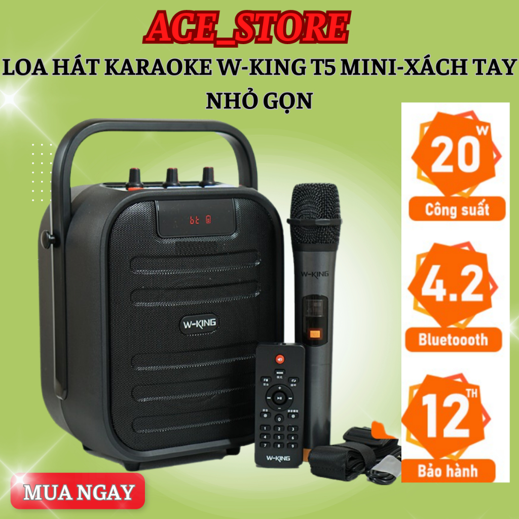 LOA HÁT KARAOKE W-KING T5 MINI-LOA BLUETOOTH KARAOKE XÁCH TAY NHỎ GỌN|CÓ MICRO, ĐIỀU KHIỂN ĐI KÈM