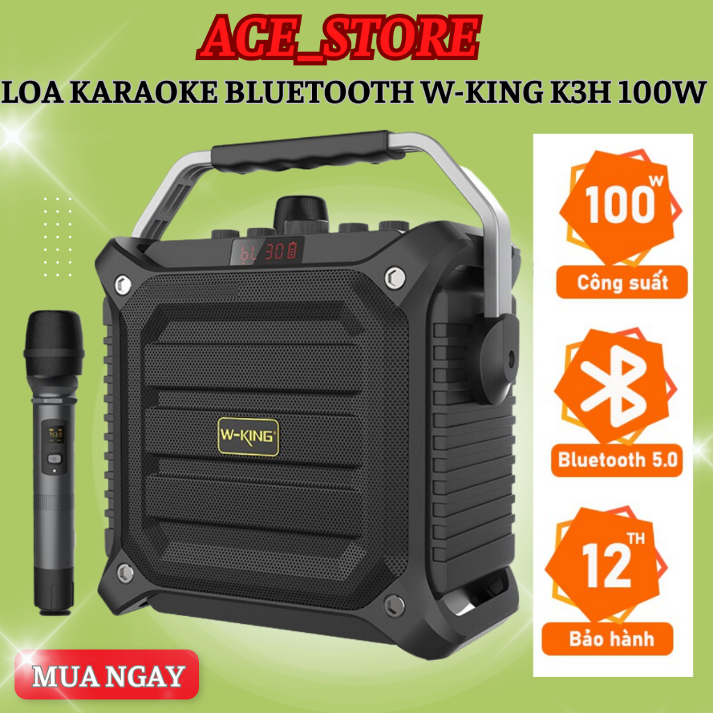 Loa karaoke bluetooth W-King K3H 100W tặng kèm mic, Loa di động, Pin cực lâu - BH 12 tháng