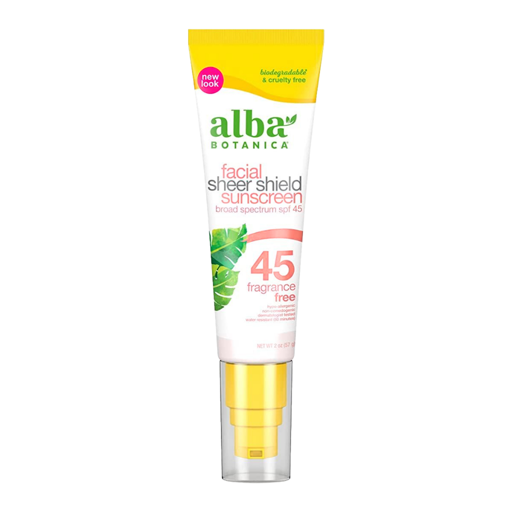 Kem chống nắng mỏng nhẹ dịu da ALBA BOTANICA FACIAL SHEER SHIELD SUNSCREEN SPF 45 không hương liệu 59ml