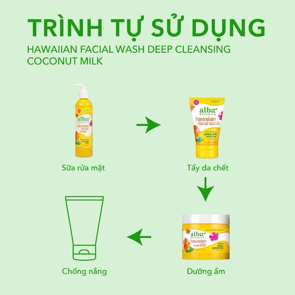 Sữa rửa mặt làm sạch sâu sữa dừa cho da khô, da nhạy cảm ALBA BOTANICA HAWAIIAN FACIAL WASH COCONUT MILK 237ml