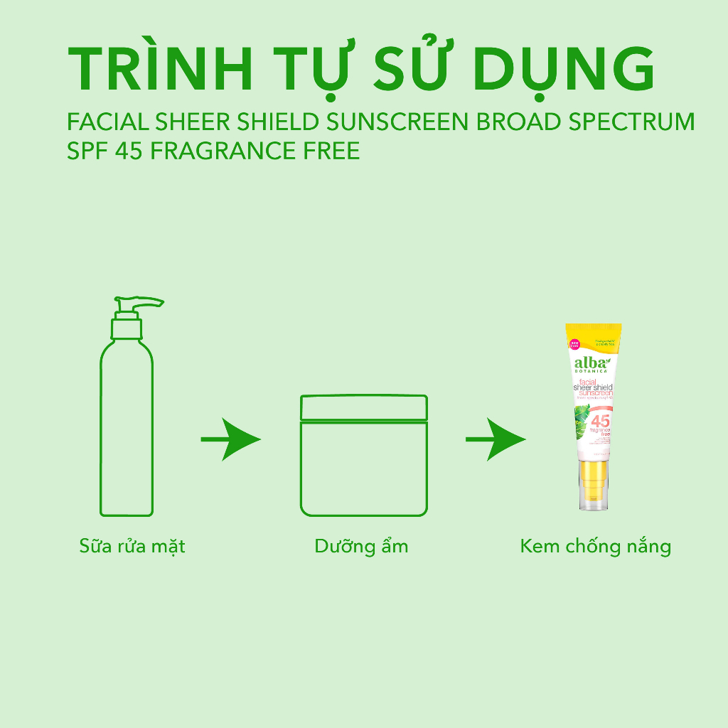 Kem chống nắng mỏng nhẹ dịu da ALBA BOTANICA FACIAL SHEER SHIELD SUNSCREEN SPF 45 không hương liệu 59ml