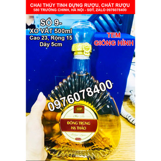 [ THANH LÝ DỌN KHO ] COMBO 2 Vỏ Chai Thủy Tinh XO Đựng Rượu 500ml, Bình Ngâm Rượu XO Tam Giác, CTT-09X2