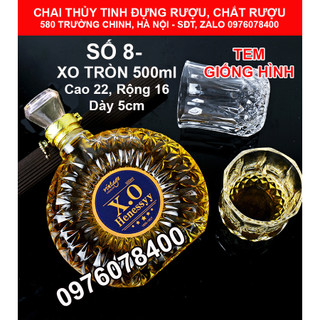 [ THANH LÝ DỌN KHO ] COMBO 2 Vỏ Chai Thủy Tinh XO Đựng Rượu 500ml, Bình Ngâm Rượu XO Tròn, CTT-08X2