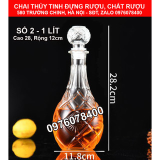 [ THANH LÝ DỌN KHO ] Vỏ Chai Thủy Tinh Đựng Rượu 1 Lít, Bình Ngâm Rượu Dáng Cao Sang Trọng, CTT-02