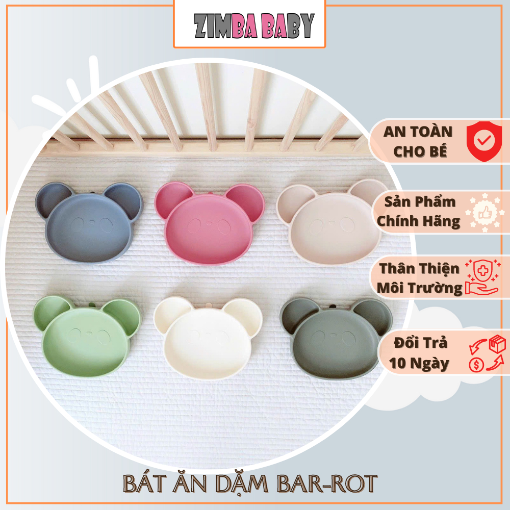 Khay ăn dặm GẤU Barrot chia ngăn có đế siêu hít không nắp được làm bằng chất liệu platinum silicone mới nhất 2023