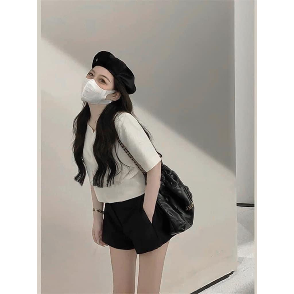 Set áo dạ lượn vạt mix quần sooc siêu hot BN971