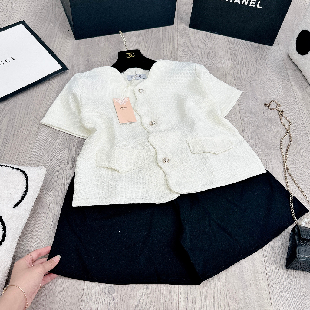 Set áo dạ lượn vạt mix quần sooc siêu hot BN971