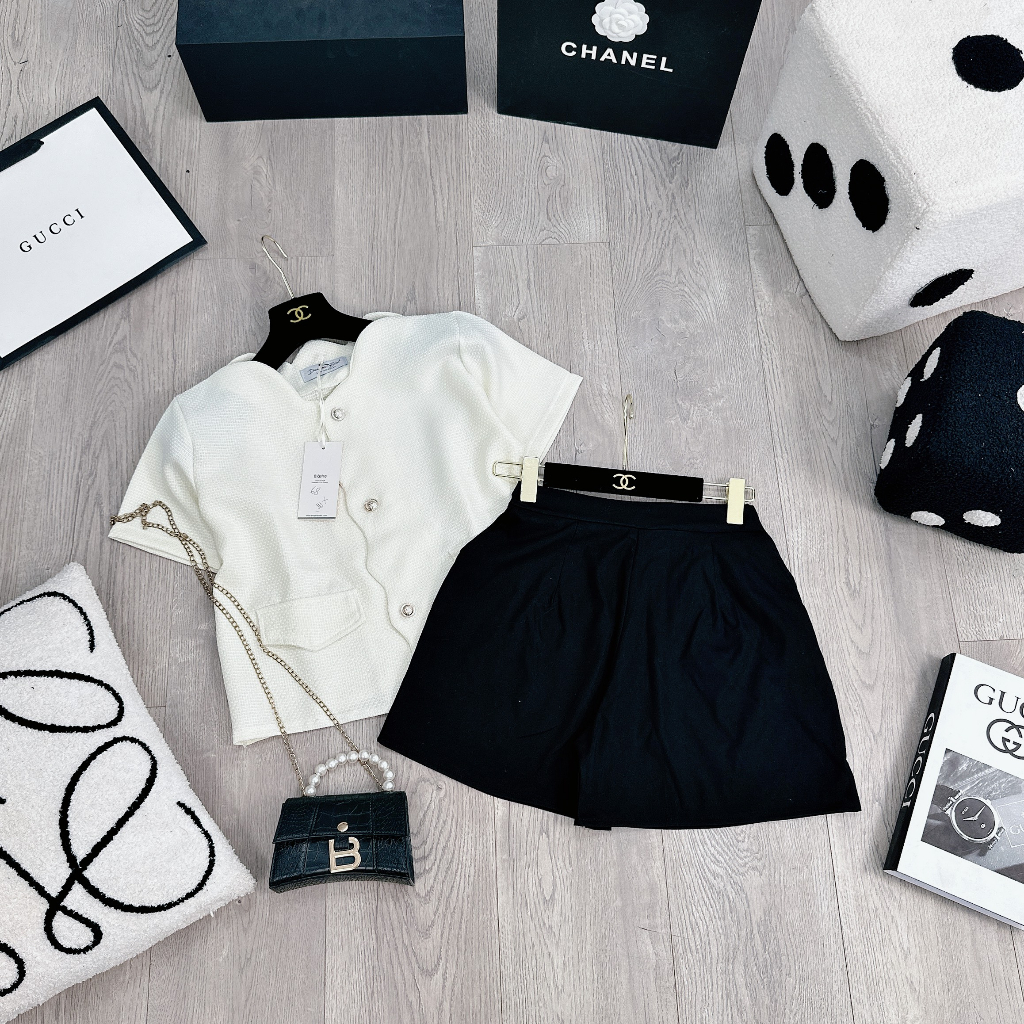 Set áo dạ lượn vạt mix quần sooc siêu hot BN971