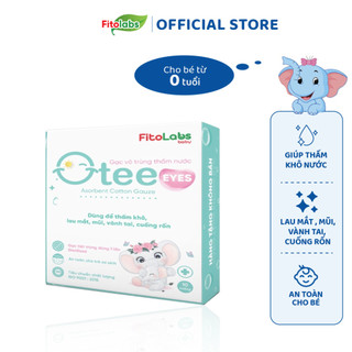 Gạc Vô Trùng Thấm Nước Fitolabs Otee Eyes Giúp Lau Mắt, Mũi, Vành Tai, Cuống Rốn, An Toàn Cho Bé Hộp 10 Gói FITO49