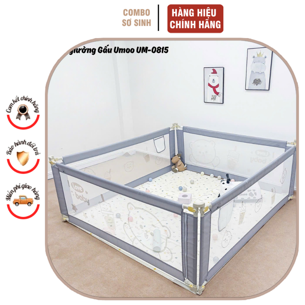 Thanh chắn giường GẤU Umoo UM-0815 mới nhất 2023 phiên bản ưu việt lớp xốp bảo vệ đảm bảo an toàn cho bé nâng hạ dễ dàng