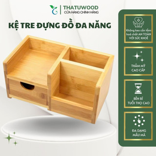 Kệ gỗ tre để bàn văn phòng khay hộp gỗ cắm bút đựng đồ trang điểm makeup tiện dụng -thatuwood