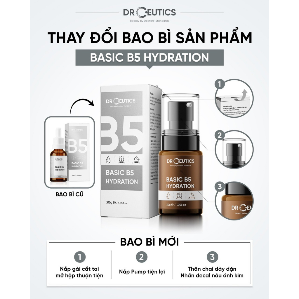 Serum B5 Basic Hydration 5% DrCeutics Cho Da Dầu Mụn