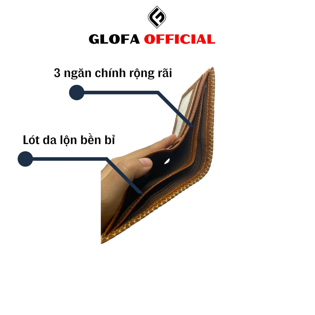Ví Da Nam GLOFA V02 Vân Cá Sấu, Khâu Tay Thủ Công Độc Đáo
