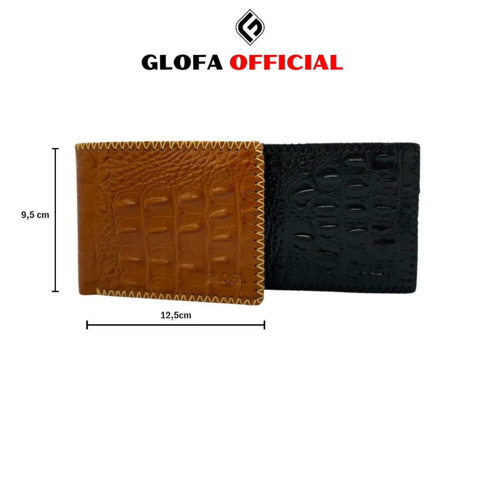 Ví Da Nam GLOFA V02 Vân Cá Sấu, Khâu Tay Thủ Công Độc Đáo