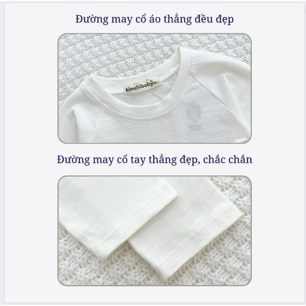 Áo Thun Bé Gái, Bé Trai KIMCHIBABY Vải Cotton Dư Xịn Giáp Lăng Túi Ngực, Áo Dài Tay Cho Bé Mặc Thu Đông KCAD301