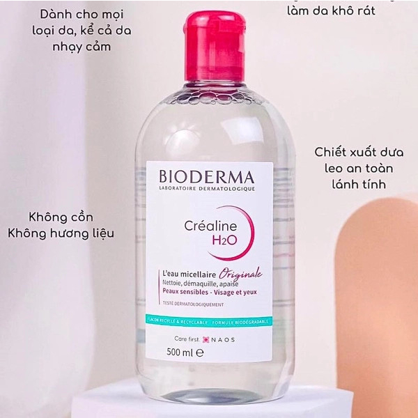 Nước Tẩy Trang Bioderma Sensibio H2O 500ml Màu Hồng Chính Hãng Cho Da Nhạy Cảm Hoặc Da Thường