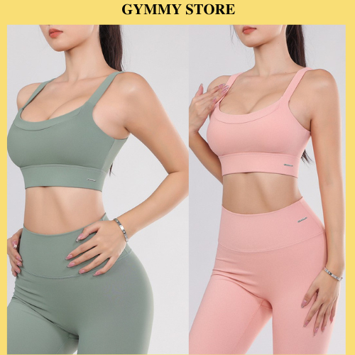 Đồ BộTập Gym Yoga Nữ Áo Bra cap Cấp Có Mút Ngực Quần Nâng Mông Chất Dệt Kim Thun Gân QCCC Gymmy B006