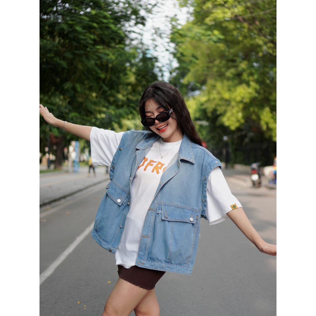 - Áo Denim Jacket 2in1  Form Unisex Nam, Nữ.