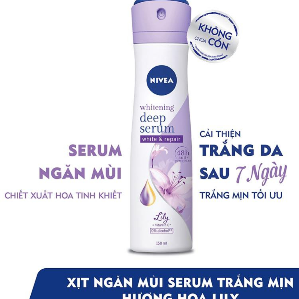 Xịt Khử Mùi Sáng Da Hương Hoa Nivea Serum Deep Serum Spray 150ML