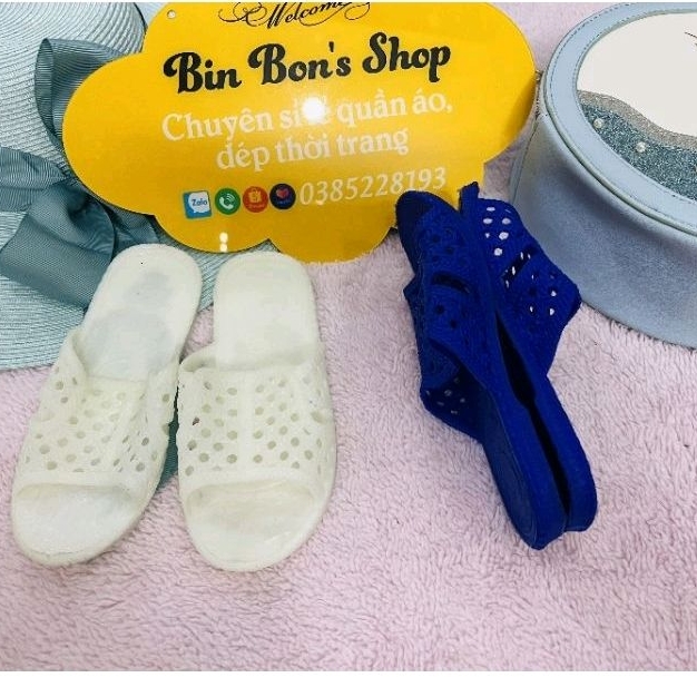 Dép tổ ong trẻ em 2 màu trắng -xanh size 30-39