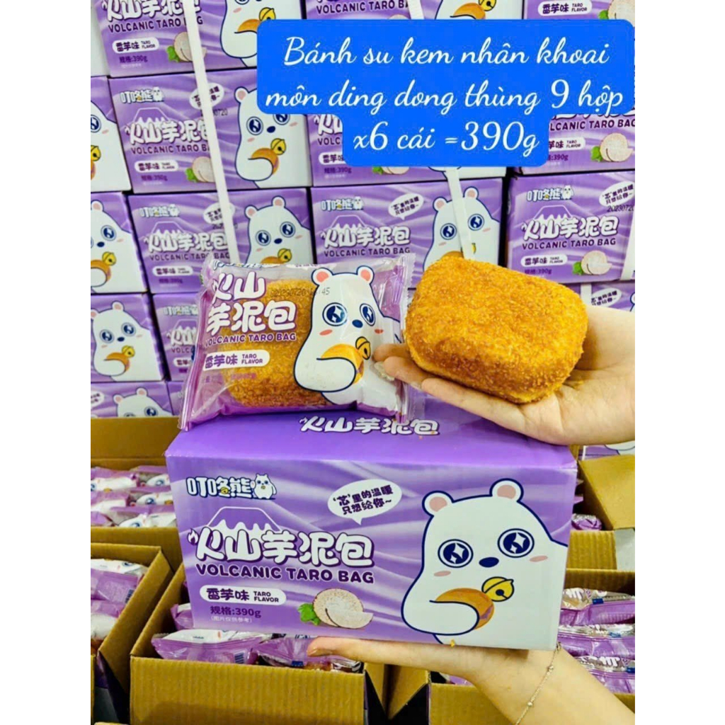 Combo 6 cái Bánh su kem nhân khoai môn dingdong hộp 390g /Bánh mì sandwich Hương vị khoai môn ăn cực n gon