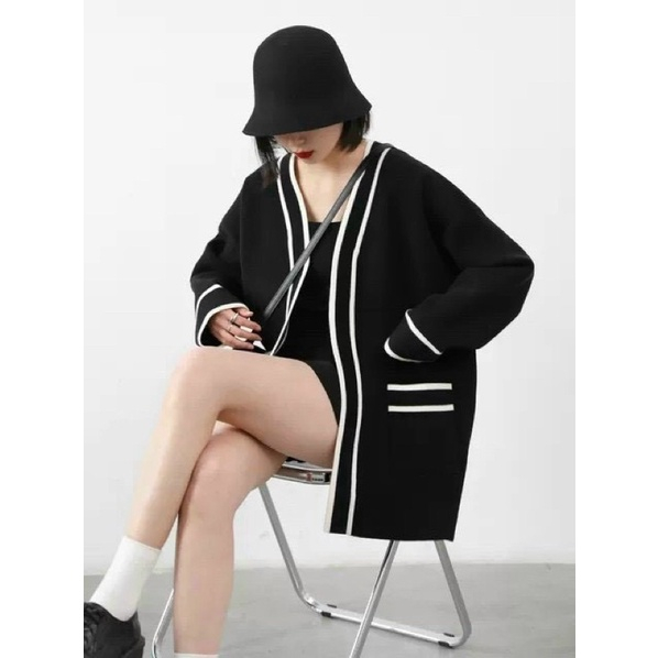 BIGSIZE Áo khoác len cardigan viền 55-95kg nội y xanh sang chảnh