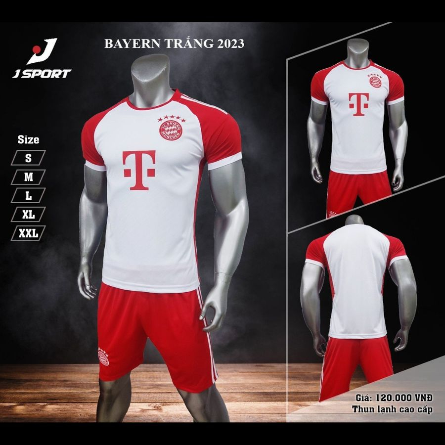 Quần áo bóng đá Gấu Sport vải thun lạnh cao cấp, co dãn 4 chiều ĐT - JP BAYERN 23/24