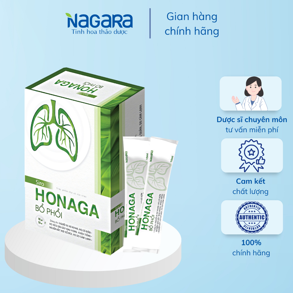Siro HONAGA BỔ PHỔI (gói) - NAGARA - Giúp bổ phổi, giảm lo, long đờm