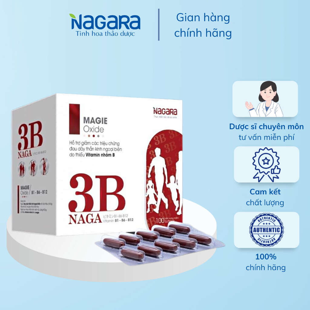 3B NAGA - Bổ sung magie, vitamin B1-B6-B12, Bồi bổ sức khỏe, chán ăn, mệt mỏi - MIPMC