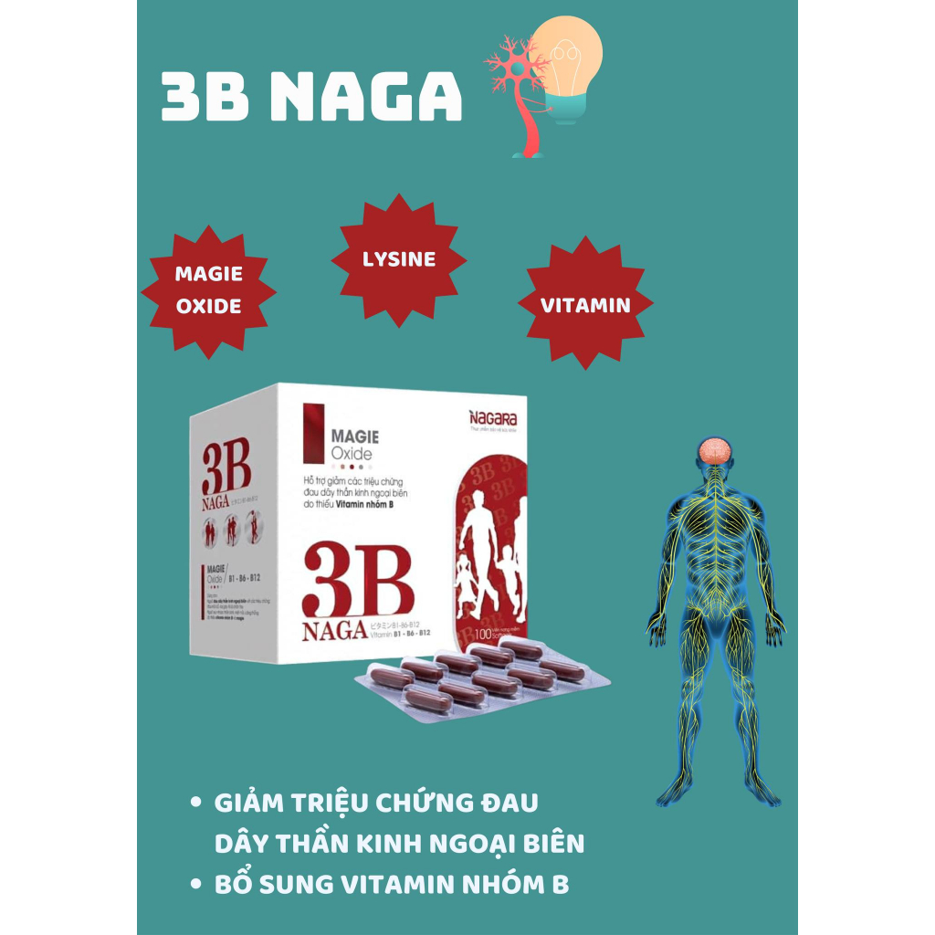 3B NAGA - Bổ sung magie, vitamin B1-B6-B12, Bồi bổ sức khỏe, chán ăn, mệt mỏi - MAH