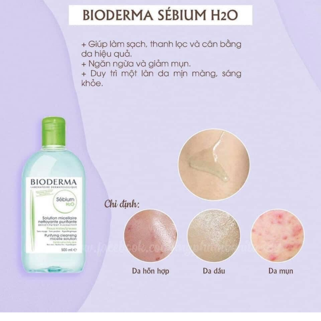 Nước Tẩy Trang Bioderma Sensibio H20 dành cho da dầu, da mụn, da hỗn hợp 500ml