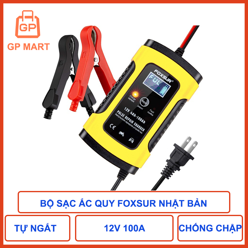 Bộ Sạc Ắc Quy Foxsur 12V 4Ah-100Ah - Chính Hãng - Bảo Hành 12 Tháng