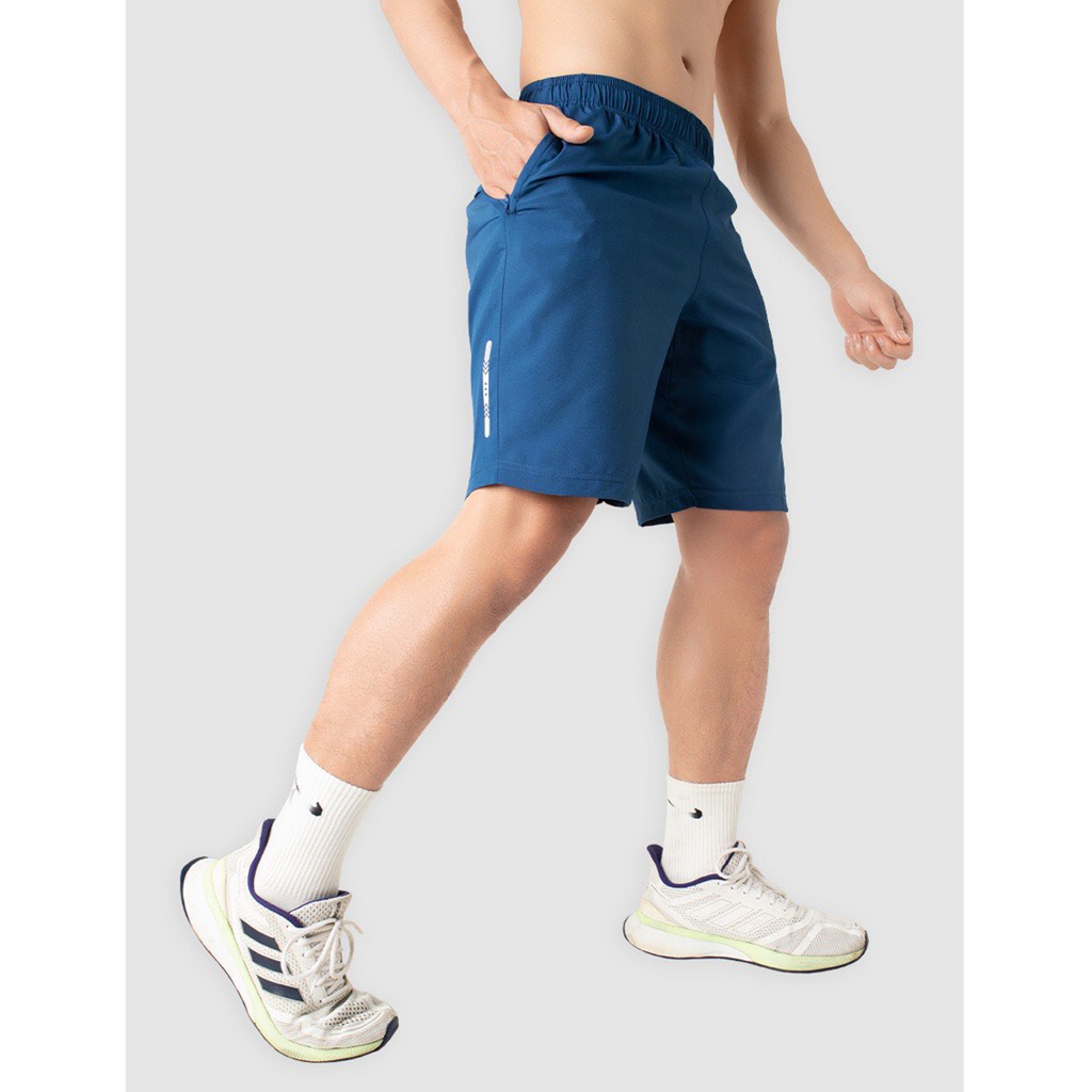 Quần short thể thao, quần đùi nam tập gym vải gió thoáng mát logo mặc trước và sau quần ép phản quang