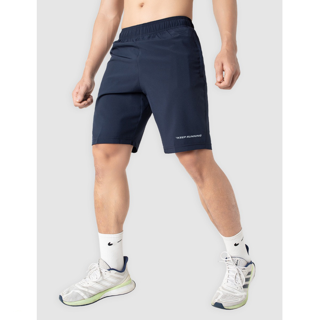 Quần short thể thao, quần đùi nam tập gym vải gió thoáng mát logo mặc trước và sau quần ép phản quang