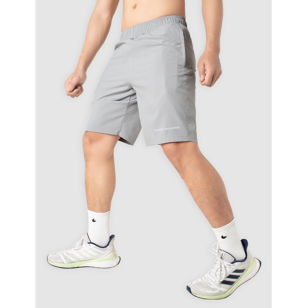 Quần short thể thao, quần đùi nam tập gym vải gió thoáng mát logo mặc trước và sau quần ép phản quang